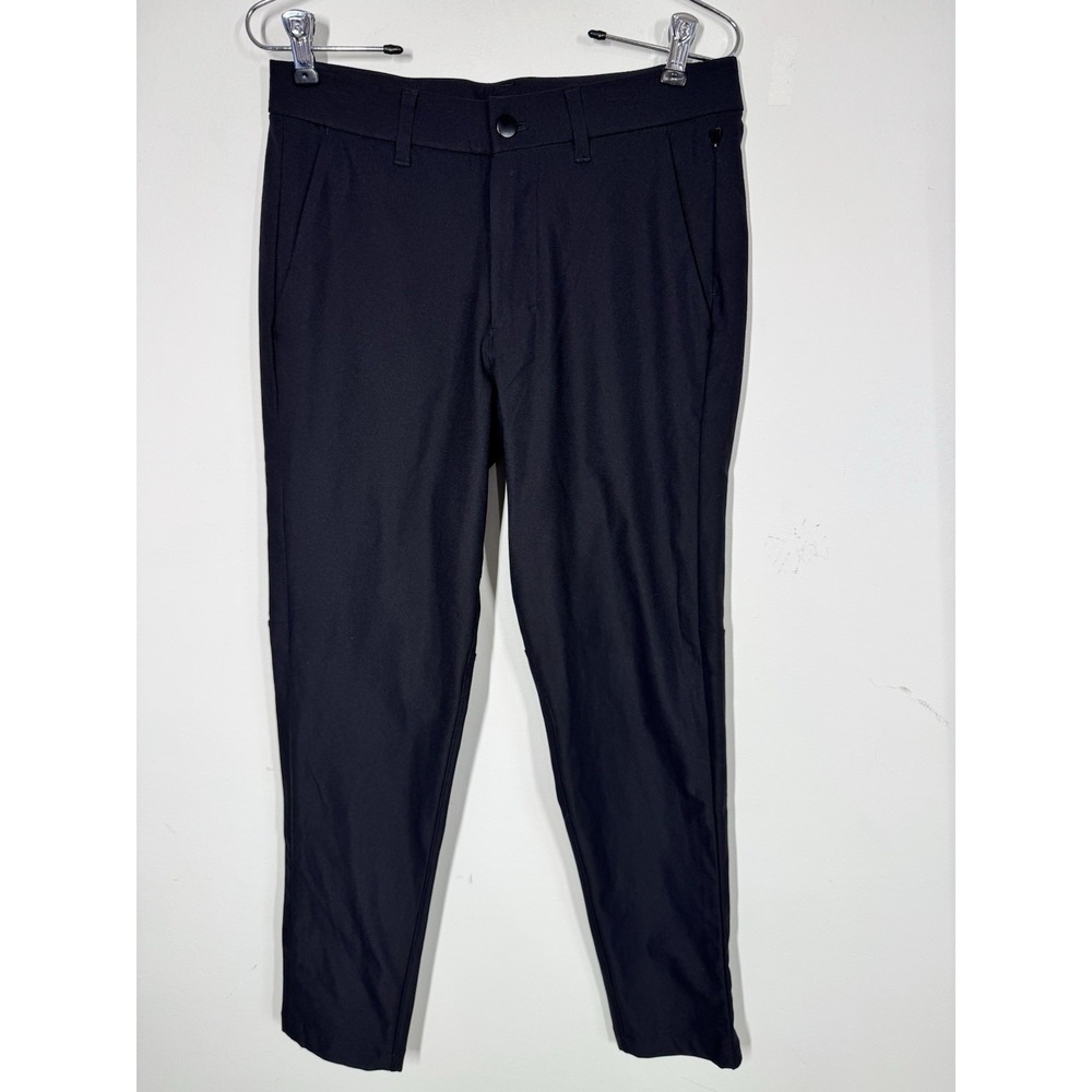 Lululemon Mens Black Slim Fit Commission Pants Warpstreme Fabric Size 28 Stretch